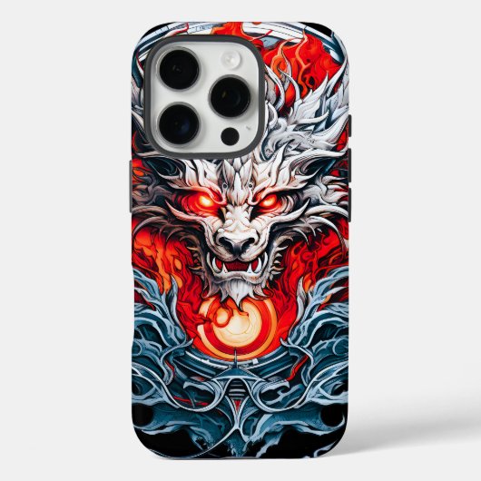 真紅の炎の伝説の竜の頭 Case-Mate iPhoneケース (裏面)