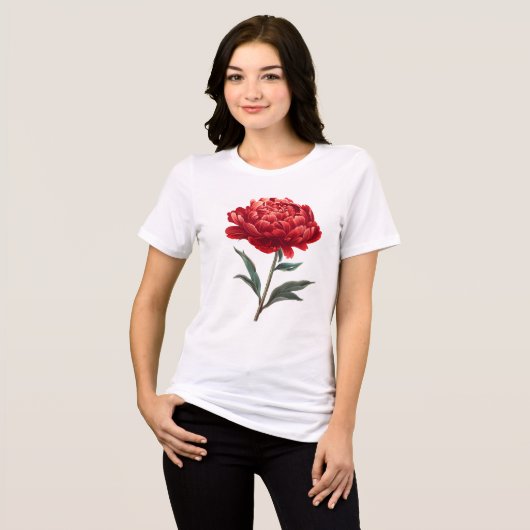 真紅の芙蓉の花アート トライブレンドTシャツ (正面全面)