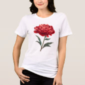 真紅の芙蓉の花アート トライブレンドTシャツ (正面)