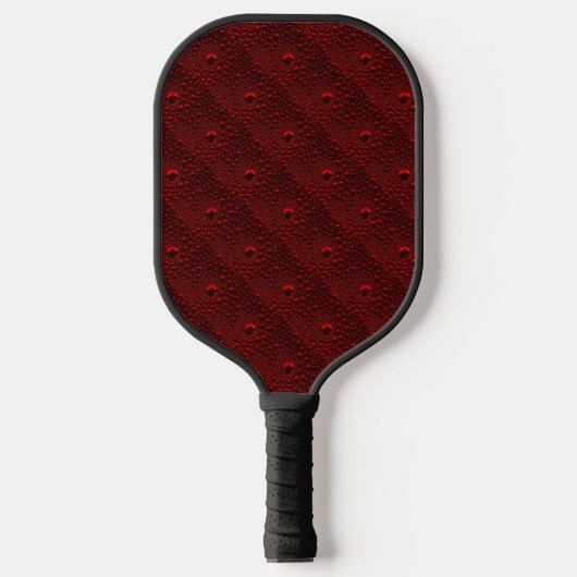 真紅の金属上の水滴 ピックルボールラケット (正面)