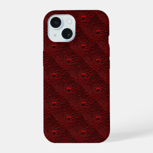 真紅の金属上の水滴 iPhone 15ケース