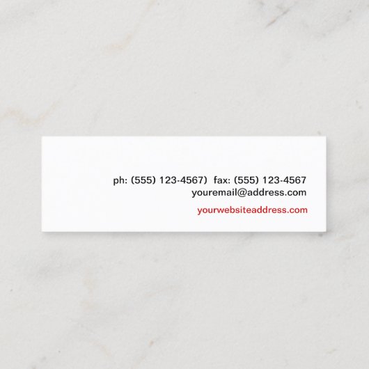 真紳士カードヴィンテージヒップスター赤と黒 スキニー名刺 (裏面)