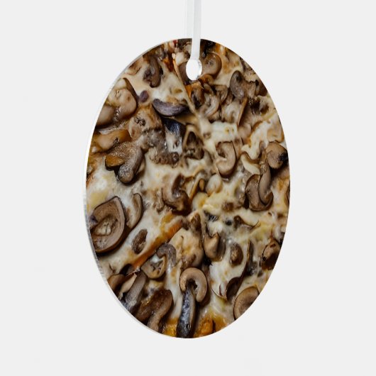 真菌のクリスマスを!きのこおもしろいのピザパン メタルオーナメント (正面右)