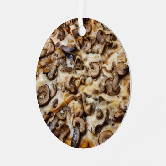 真菌のクリスマスを！きのこおもしろいのピザパン メタルオーナメント (正面左)