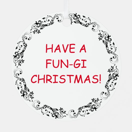 真菌のクリスマスを!きのこおもしろいのピザパン メタルオーナメント (裏面)