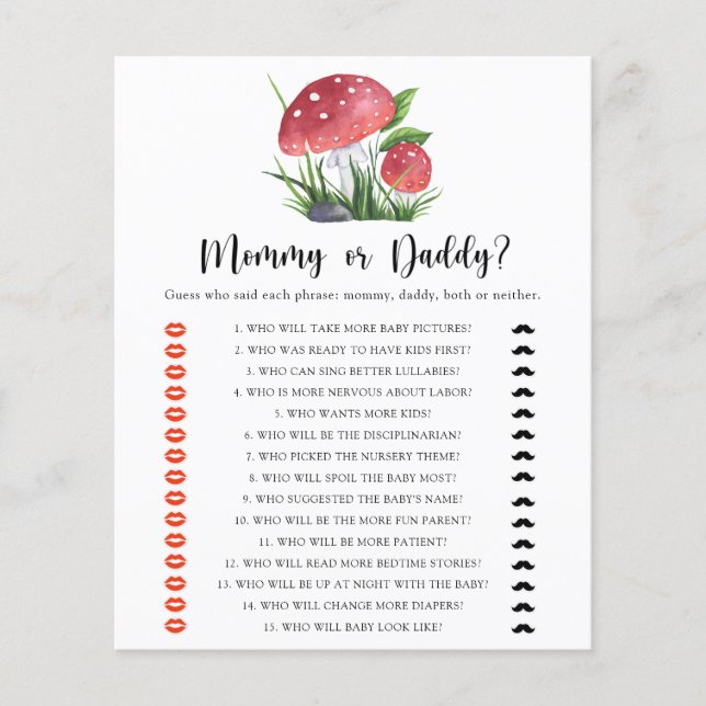 真菌の赤ちゃんシャワーママまたはパパのゲーム (正面)