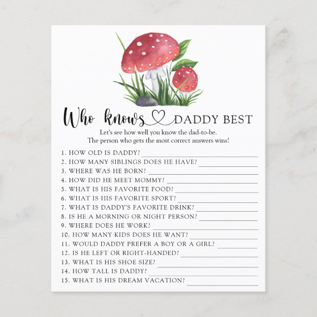 真菌の赤ちゃんシャワー誰がパパのゲームを知っ最高のている (正面)