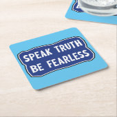 真話実は恐れを知らぬ スクエアペーパーコースター (アングル)