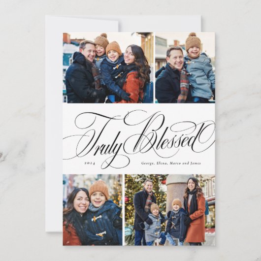 真賛美に4枚の写真エレガント宗教的なクリスマス シーズンカード (正面)