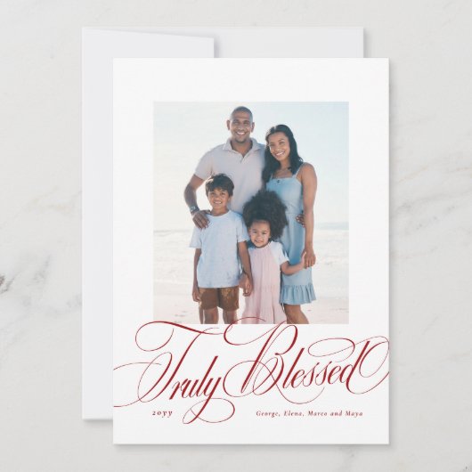 真賛美赤の宗教的なクリスマス写真 シーズンカード (正面)