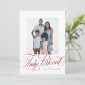 真賛美赤の宗教的なクリスマス写真 シーズンカード (スタンド正面)