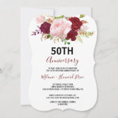 真赤なトロピカルでロマンチックな50周年結婚記念日 招待状 (正面)