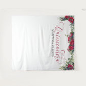 真赤なバラのユーカリ エレガントなキンセアニエラ 背景 タペストリー (正面(横))