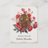 真赤なバラの正教会写真葬儀祈祷カード プレイスカード (正面)