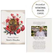 真赤なバラの正教会写真葬儀祈祷カード プレイスカード