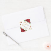 真赤なバラの花と蝶のクイーンセアニエラ スイート16 スクエアシール (封筒)