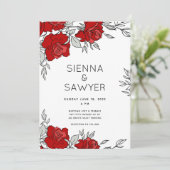 真赤なバラの花束 ウェディング 招待状 (スタンド正面)