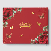 真赤なバラの蝶のキンチアニエラ スイート16 誕生日 ゲストブック (裏面)