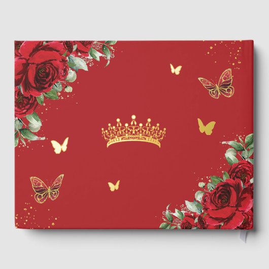 真赤なバラの蝶のキンバレ 16歳の誕生日パーティー ゲストブック (裏面)