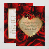 真赤なバラの50周年結婚記念日 招待状 (正面/裏面)