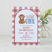 真赤な雌牛と雄牛のファーストバースデー招待状 招待状 (スタンド正面)