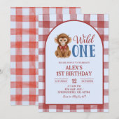 真赤な雌牛と雄牛のファーストバースデー招待状 招待状 (正面/裏面)