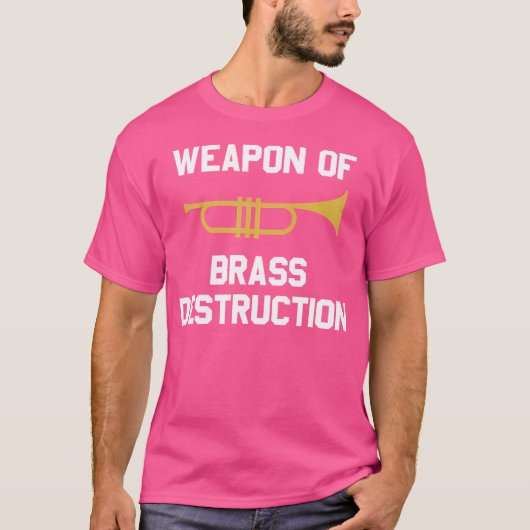 真鍮おもしろい破壊用トランペットの武器 Tシャツ (正面)