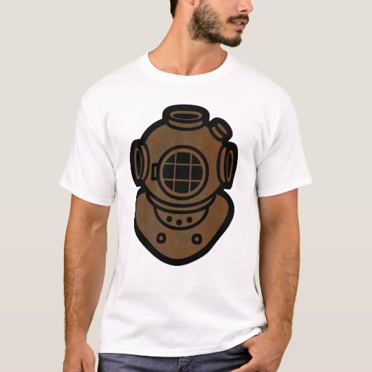 真鍮のダイビングのヘルメット Tシャツ (正面)