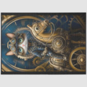 真鍮の馬に乗ったかわいいスチームパンクの猫 G3R デコパージュ 薄葉紙 (正面)