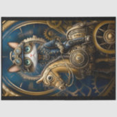 真鍮の馬G3Lデコパージュにかわいいスチームパンクキャット 薄葉紙 (正面)