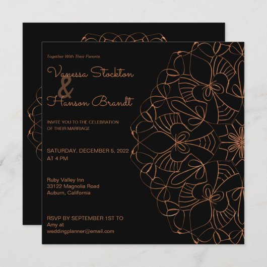 真鍮エレガントマンダラ結婚ズ 招待状 (正面/裏面)