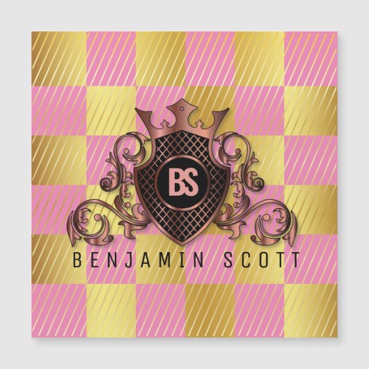 真鍮エレガントモノグラム磁気カード (正面)