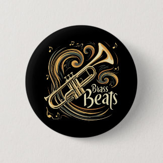 真鍮ビートトランペットプレーヤー溝 缶バッジ