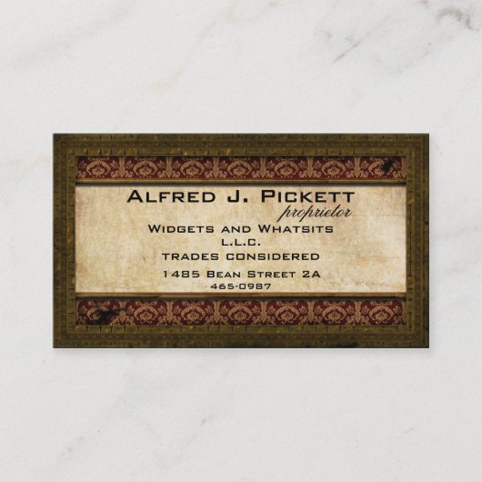 真鍮フレームのSteampunkのコグの名刺 名刺 (正面)