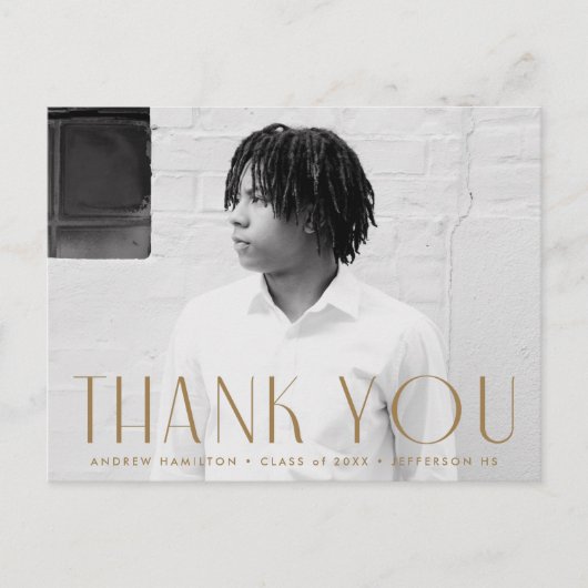 真鍮モダン写真卒業ありがとう ポストカード (正面)