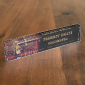 真鍮素朴ロック付き木製ドア デスクネームプレート (側面)