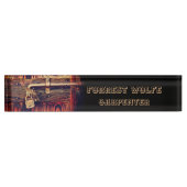 真鍮素朴ロック付き木製ドア デスクネームプレート (正面)