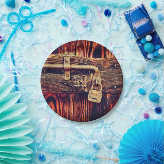 真鍮素朴ロック付き木製ドア ペーパープレート (パーティー)