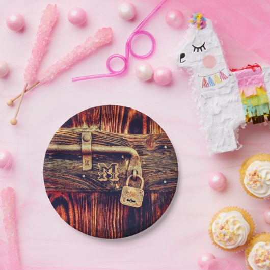 真鍮素朴ロック付き木製ドア ペーパープレート (パーティー)