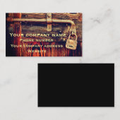 真鍮製の素朴ロック付き木製ドア 名刺 (正面/裏面)