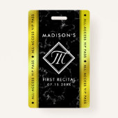 真鍮/エレガントゴールドフォイルブラックマーブルVIPイベント バッジ (裏面)