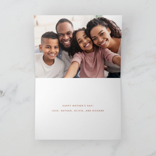 真間 | Chic Bohoスクリプトとハートと写真 カード (内部)