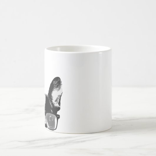 真面目なフレンチ・ブルドッグのヒップスター犬 コーヒーマグカップ (中央)