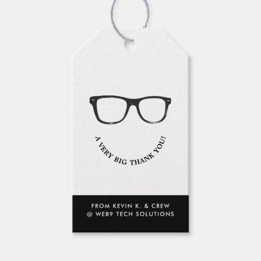 真面目な眼鏡 | ミニマルサンキュースマイル ギフトタグ (正面)