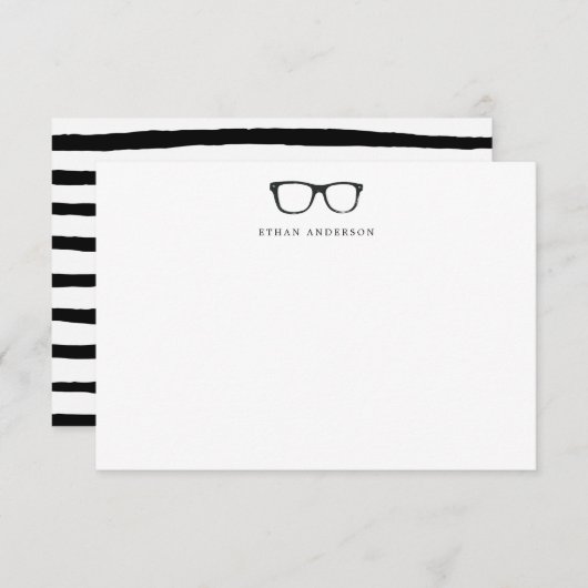 真面目な眼鏡 | 注おもしろい空白の記 サンキューカード (正面/裏面)