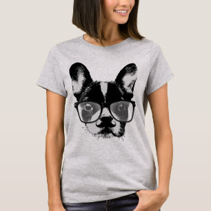 真面目な髭のフレンチ・ブルドッグのヒップスター犬 Tシャツ