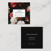 真黒の赤い花の結婚式の名刺 スクエア名刺 (正面/裏面)