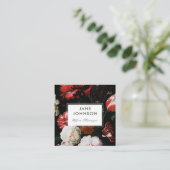 真黒の赤い花の結婚式の名刺 スクエア名刺 (スタンド正面)