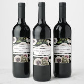 真黒背景の白いアネモネ ワインラベル (ボトル)