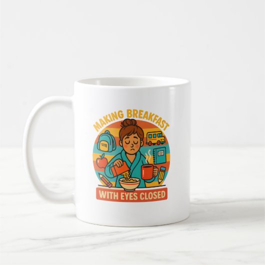 眠いおもしろいモーニングペアレントマグカップ;かわいい朝食 コーヒーマグカップ (左)